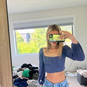 Kendal and Kylie cropped blue long sleeve